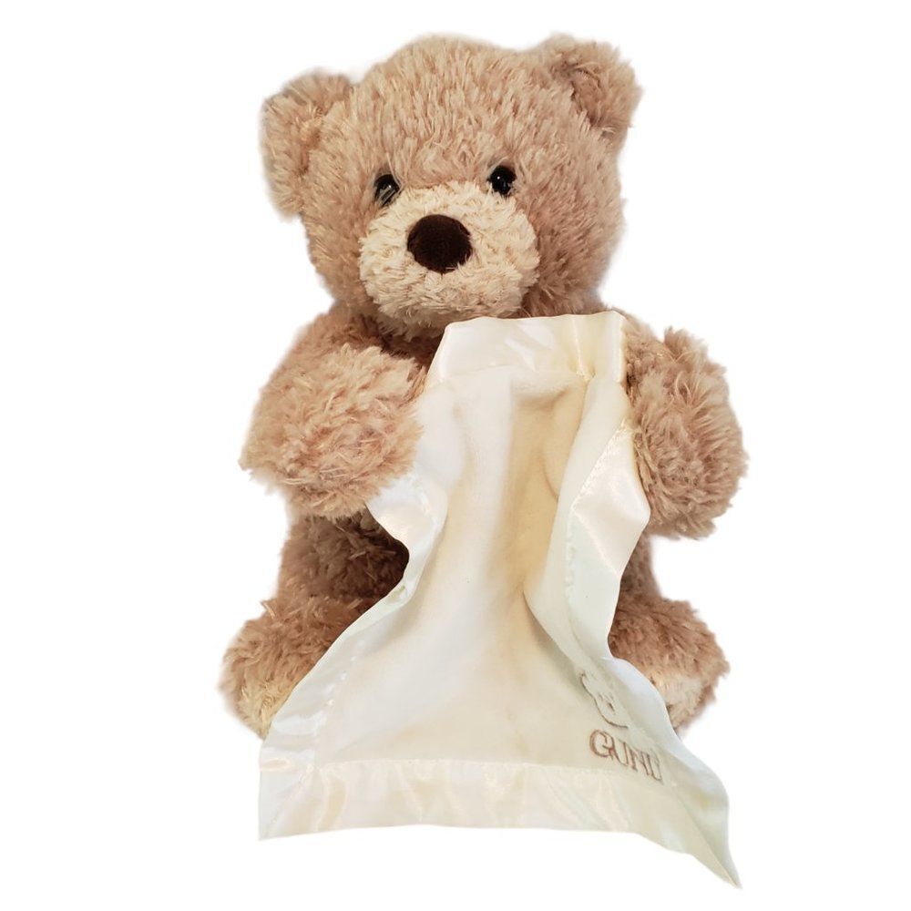 Gund Peek A Boo Teddy Bear Animated Plush Stuffed Animal 10" Toy Blanket TESTED